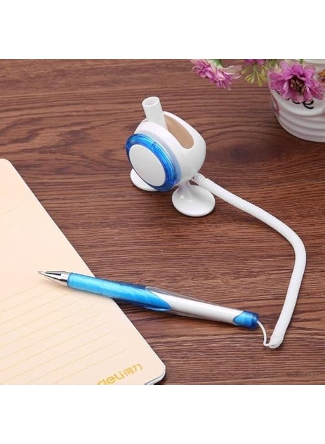 Creative Safe Ballpoint Pen with Lanyard and Double Adhesive Holder – Practical Desk Pen for Daily Use at Home, Office, Shops to Organize Writing and Easy Access (Milky) - Image 3